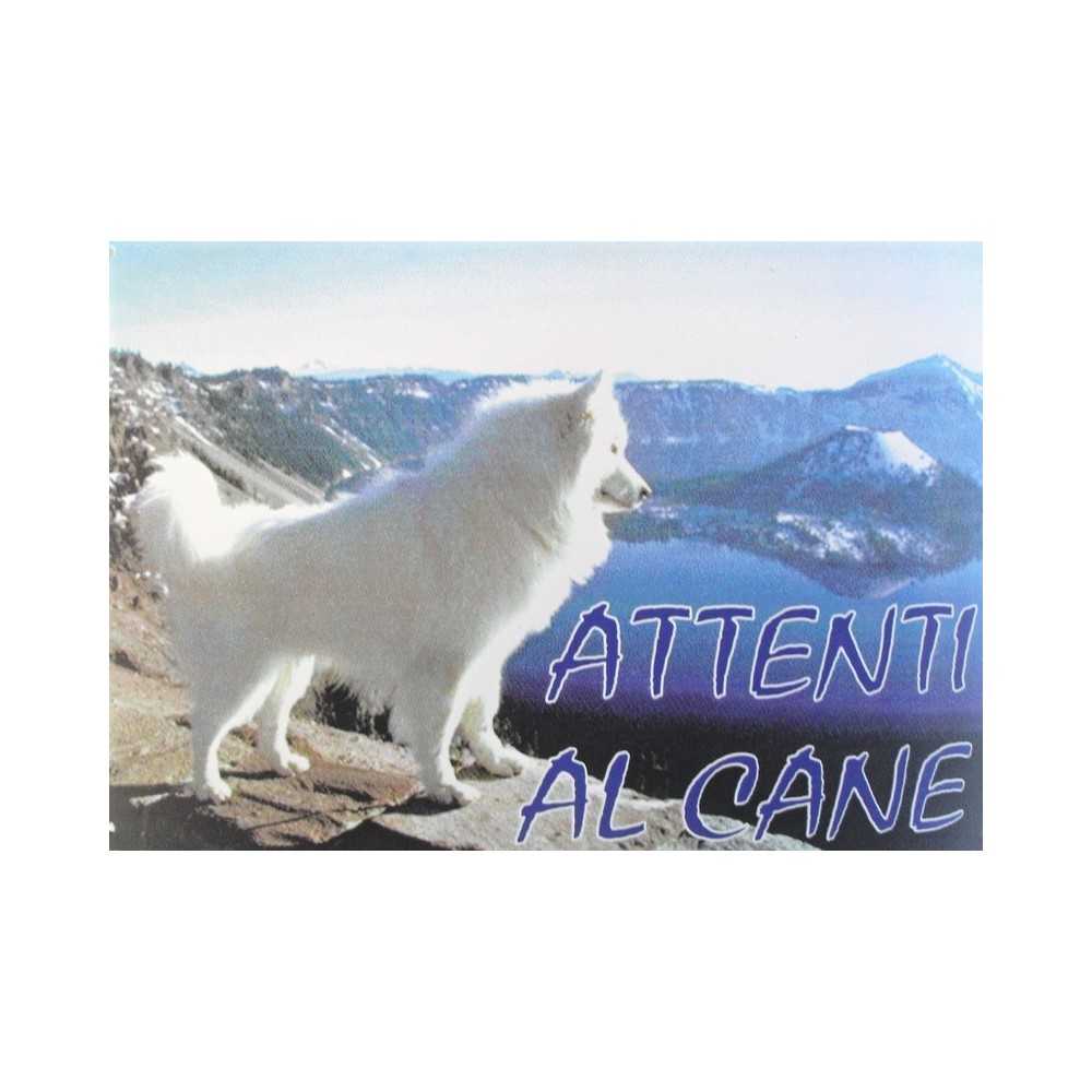 Cartello attenti al cane Samoiedo
