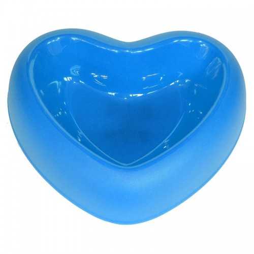 Ciotola in plastica azzurra a forma di cuore per cani