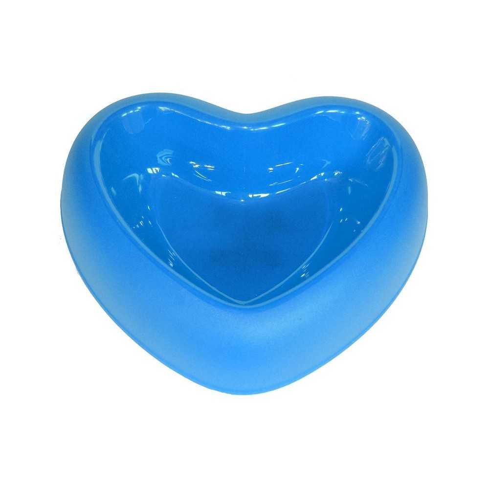 Ciotola in plastica azzurra a forma di cuore per cani