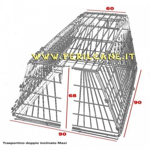 Trasportino box per 2 cani, doppio ingresso inclinato maxi