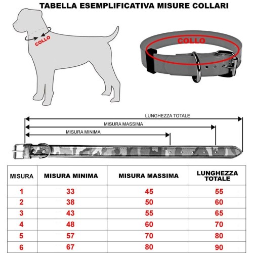 Collare per cani in cuoio nero borchiato stretto cm. 42/53 mis.3